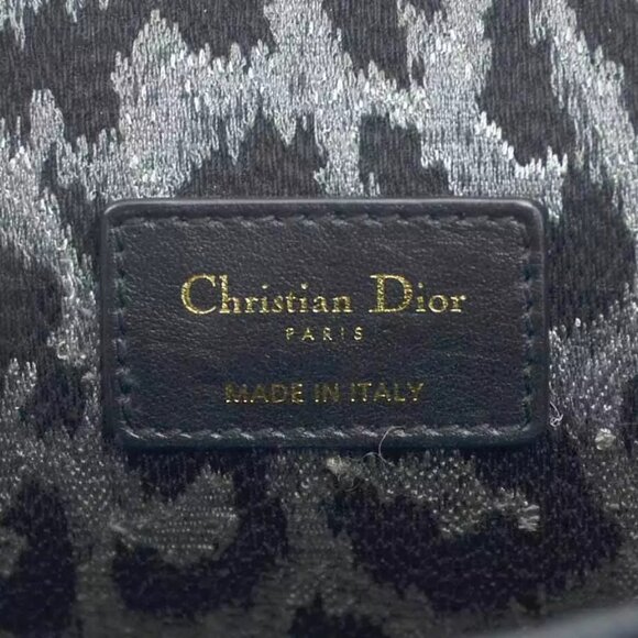 Auth Christian Dior Leopard Caro Shoulder Bag Gray/Black Velvet/Canvas - Picture 4 of 16